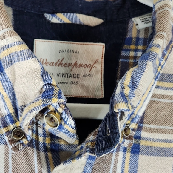 Weatherproof Tartan Flannel Casual Button Up Shirt Mens Size XL Blue Brown - Picture 8 of 11